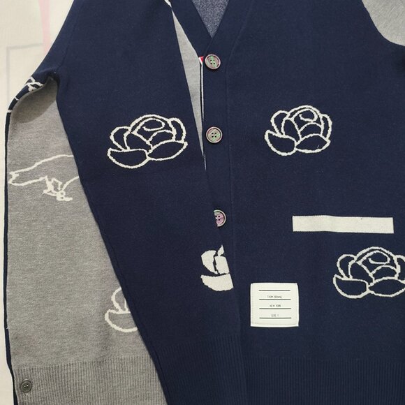 Thom Browne Four-Bar Intarsia Knitted Cardigan - Picture 3 of 7